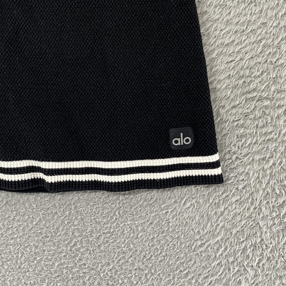 Alo Tennis Knit Skort Womens XS Black Striped Hem Lined Shorts Tennis Preppy - Picture 3 of 14